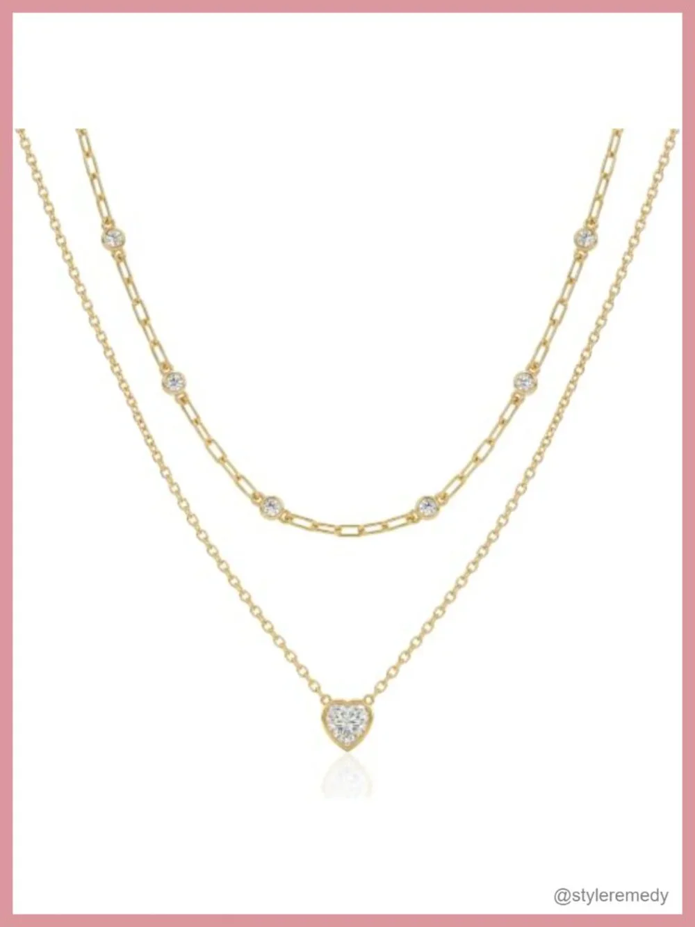 14K Gold Plated Layered Dainty Necklace Set - Stackable Pendant Necklace for